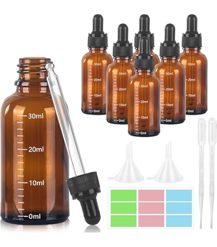 8 Flaconi Contagocce Da 50ml In Vetro Ambra - Con Pipette, Imbuto, Per Oli Essenziali, Profumi - Foto 4