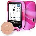 YOUSHARES Freestyle Libre 2 Reader Silicone Case with 20 Packs Libre 2 Sensor Cover Waterproof, Anti-drop Scratches Protective Cover (Pink & White)