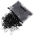 Hanyousheng Confezione da 1000 Mini Elastici Gomma Morbidi per Bambini Capelli di Bande Intrecciare, Nero