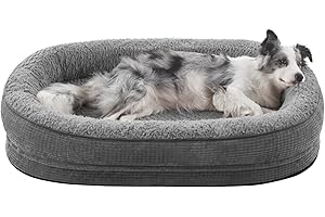 Pawk Orthopädisches Hundebett Mittelgroße Hunde, Vierseitiges Nackenrolle Kissen Hundebett Orthopädisch, Memory Foam Hundekorb Wasserdicht rutschfest, Hundebetten Abnehmbar und Waschbar