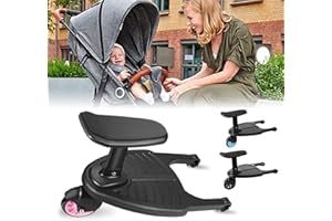 Vihir Mini Buggy Board con asiento Cochecito para el Segundo niño, Pedal Auxiliar Conector extraíble Asiento, Accesorio para niños de 2 a 6 años compatible