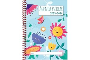 EDIDÁCTICA Agenda Escolar 2025-2026 // Semana Vista // Español // Diseño Flores // Espiral plástico y tapas protectores // Formato A5. Tamaño 150 x 211 // Tapa semi rígida