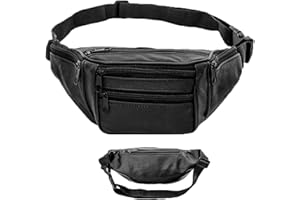 BSITSSS Skórzana saszetka na brzuch dla mężczyzn i kobiet, wodoszczelna saszetka na brzuch, czarna, torba na pasek, 120 cm, regulowana nerka, kieszenie biodrowe, do aktywności na świeżym powietrzu,