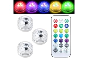 PENNLE 3 Pack Submersible LED Lights with Remote Control, Underwater Led Lights Versatile Flameless Button Waterproof LED Tea Lights for Pool Vase Fishtank Pond Fountain Wedding Party Decoration