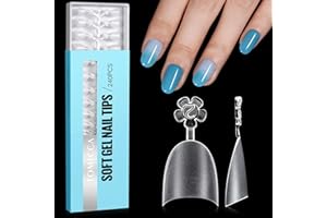 TOMICCA Short Oval French Nail Tips, 240pcs Half Cover False Nail Tips, Natural Matte False Nails, Acrylic Nail Tips, Artificial Nails Tips for Acrylic Extensions, Salon Nails 15 Sizes