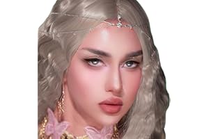 YPKIA Chaîne De Tête Or Cristal Bandeau Pendentif MariéE Coiffe Glands Layered Pièce De Cheveux Festival Bijoux De Cheveux Pour Les Femmes Et Les Filles (Argent)