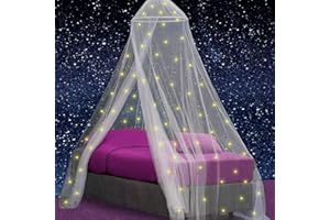 UB-STORE Dosel para Cama con Estrellas Luminosas prepegadas, mosquitero de Princesas para decoración de habitación de niñas, Cortinas para Cama con Dosel para niños y Camas de bebé