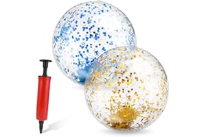 Thinp 2 pièces paillettes ballon de plage ballon de plage de l'eau scintillant été ballon de l'eau gonflable balle de piscine ballon de plage de jeu ballons d'eau gonflables