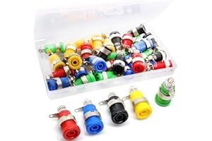 RUNCCI-YUN 30 Pezzi Presa a Banana Jack 4 mm, Connettori a Banana Femmina, Connettore a Spina Banana, 4mm Connettore Banana Jack Terminale del Binding, Connettore Postale, Montaggio a Pannello