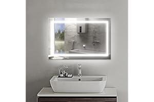 RELOVE Espejo de baño LED táctil, Espejo de Pared,clásico, Inteligente (50*70 cm (Blanco frío))