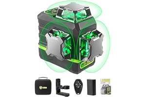 LasGoo Livella Laser LG-3Ds Autolivellante 360°x3 Laser a Linea Incrociata Verde per Costruzioni e Appendere Quadri, Telecomando, Supporto Professionale Magnetico Rotante, Batteria Ricaricabile