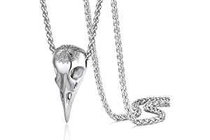 PROSTEEL Män viking korp halsband nordiska smycken, kan gravera – rostfritt stål/svart-skicka presentask, Rostfritt stål