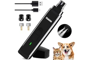 RUXAN Molinillo de Uñas Para Perro con Luz LED, Lima de uñas Para Mascotas de Bajo Ruido, Corte Suave Seguro, Carga Rápida, Motor Fuerte, Para Mascotas Pequeñas a Grandes