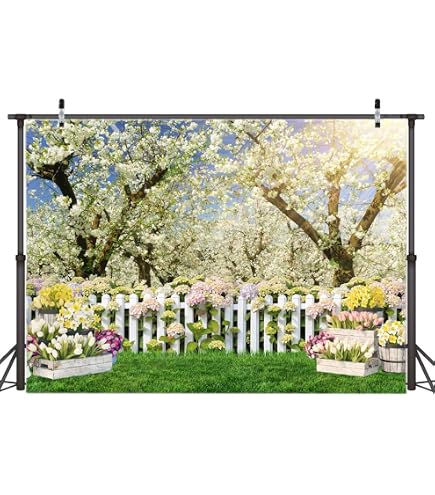 Oster-Hintergrund Von XMJJKUF – 3x2,4 M Vinyl, Mit Hasen, Blumen & Zaun – Perfekt Für Osterfotos & Frühlingsdeko