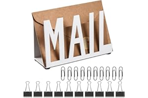 KUBDPQOR Schreibtisch Briefhalter & Brieföffner Set - Eleganter Brief Organizer, Mail Organizer, Briefständer, Brieföffner aus Holz und Legierung, Dokumenten- und Briefhalter für Wand