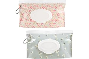 SANNIX Feuchttücher Tasche für Babys, Wiederverwendbar und Tragbar - 2 Boxen für Unterwegs (Blumen)