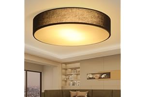 ZMH Plafonnier Rond Plafonnier Chambre à coucher - Noir 30CM Tissu Chambre à coucher Moderne Lampe de salon 1 flamme E27 Lampe de cuisine avec abat-jour en tissu Lampe de couloir pour salon Cuisine