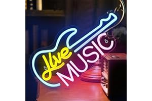 DAKABUKA Insegna al neon per chitarra Musica dal vivo Segno al neon Lampada per chitarra Lampada al neon a led per la decorazione della parete Forma di chitarra Segni al neon per la decorazione della parete