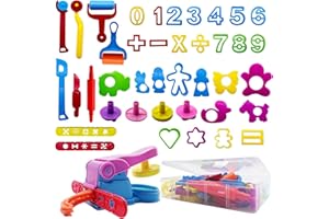 Juxtaposia 41 Stück Knete Zubehör, Play Doh Knete Set enthält eine Nudelmaschine, Keksausstecher, Küche Spielzeug kreatives Zubehör,Knetwerkzeug ist geeignet für Kinder im Alter von 2-6 Jahre.