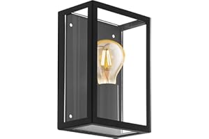 EGLO Lampa ścienna zewnętrzna ALAMONTE 1, lampa zewnętrzna, stal ocynkowana, czarny, przezroczyste, oprawka E27, IP44