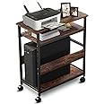 FinityPro 3 Tier Computer Tower Stand, 23.6" L x 11.8" W x 27.6" H, Industrial Height Adjustable PC Tower Stand, Under Desk CPU Holder for Office Home, Mobile Printer Stands with Lockable Caster Wheel