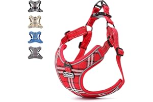 Elevant Pettorina Cane Regolabile Riflettente, Step-in Traspirante, Gilet Morbido Imbottito Petto Imbracatura per Cani (S, Rosso)