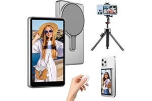 TULBEYS Handy Selfie Monitor Drahtlos 4K mit Magnethalterung & Fernbedienung, HD Bildschirm für iPhone Android, Content Creator Equipment für Live-Stream TikTok YouTube Video Vlog (Grau)