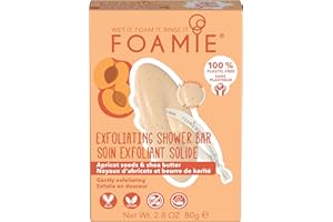 Gel de ducha solido Foamie exfoliante corporal e hidratante con semillas de albaricoque y manteca de karité 100% vegano y sin plástico 80 g