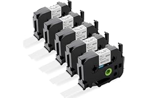 Upwinning Replacement for Brother P-Touch TZe-241 Labelling Tape 18mm x 8m, Compatible for Brother TZe Tape 18mm 0.7 TZe-241 TZe241 AZe241 Laminated White for Brother 1830 2030 2100 2430, 5-Pack