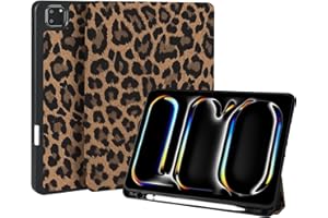 Fycyko Compatible con iPad Pro de 11 pulgadas, modelo 2022/2021/2020/2018, 4ª/3ª/2ª generación con soporte para lápices y cubierta de punta, funda protectora con bonito patrón de leopardo, color