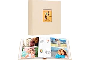 NISELITY 240 poches album photo 13x18 avec espace d'écriture, grande capacité 13x18 album photo, couverture en lin pages sans acide livre photo avec mémo pour bébé famille anniversaire de mariage photos (Kaki)