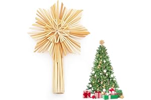 ‎SALCAR SALCAR Christbaumstern aus Stroh, 24,5 cm Schneeflocke, handgemachter natürlicher Schmuck für Christbäume, Weihnachtsdekoration
