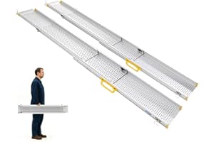 ‎LIEKUMM LIEKUMM 2 x 127-300 cm Auffahrrampe Rollstuhl, 300 kg Tragfähigkeit Rollstuhlrampe für Treppen, Stufen, Tragbar Teleskop Auffahrrampe für Elektro-Rollstühle, Fahrräder, Dreifach Ausziehbar