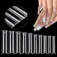 500Pcs XXL Extra Long Nail Tips, No C Curve Clear Square False Nails Professional Set,10 Sizes Ballerina Shaped Straight Fake Nails,Half Cover Press on Nails Extension Kit for DIY Nail Art