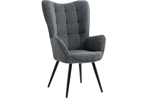 ‎MEUBLE COSY MEUBLE COSY Sessel Relaxsessel Lehnstühle Polstersessel Einzelsofa mit Metallbeinen Ohrensessel für Wohnzimmer Schlafzimmer Büro Vanity, Stoff, Grau, 70.5x79x98cm