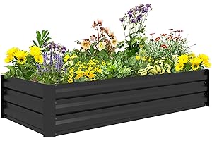 Outsunny Jardinière rectangulaire Potager de Jardin bac à Fleurs en Acier avec Bordure de sécurité et Fond Ouvert dim. 150L x 70l x 30H cm Noir
