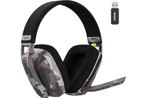 BINNUNE Wireless Gaming Headset, 2.4GHz USB Gaming Kopfhörer für PS5, PS4, PC, Mac, Playstation 4 und 5, Wireless Bluetooth Gaming Headset mit Mikrofon und ENC Noise-Cancelling für Laptop&Computer