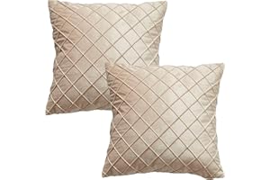 GONOVE Velvet Cushion Covers 45X45cm Soft Decorative Beige Throw Pillow Cases Pack of 2 Square Pillow Covers Pillowcases with Invisible Zipper for Home Couch Sofa Bed