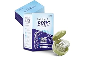PURESS PROFESSIONAL SERUMS Retainer Brite Cleaning Kit with 96 Tablets and Retainer Box – Light Milk Green – for Retainers, Invisalign, Dentures, Mouthguards – Removes Plaque, Kills 99% Bacteria