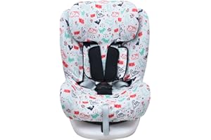 JYOKO KIDS Funda de algodón para silla de coche compatible con Star Ibaby, Baby Auto Fix Noe (DINO PARTY)
