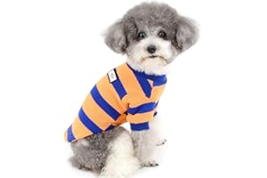 ZUNEA Pull-Overs pour Petit Chien Manteau d'hiver en Coton Doux Rayé Chaud Chiot Chat Veste Vêtements pour Animaux Chihuahua Yorkshire Orange M