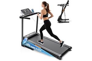 ‎JAGJOG Laufband für Zuhause Klappbar, 15% Automatische Steigung, 1-14 km/h Laufband mit Steigung, 3 PS Walking Pad mit LED Anzeige, 12 Trainingsprogrammen, 136kg Nutzergewicht