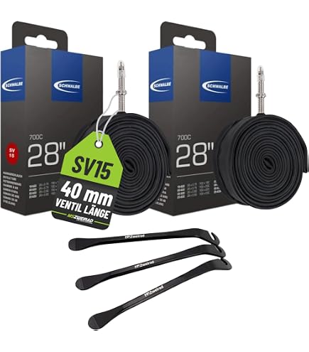 Schwalbe 01152800 Fahrradschlauch, mit Ventil, DV/AV/SV, Schwarz, für 71-cm-Reifen (28 Zoll) Sport & Freizeit