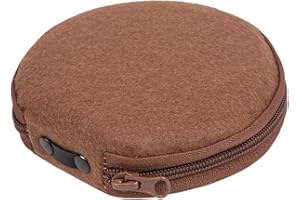 ELEZAY Small CD Case Round Felt 20 Capacity CD Storage Wallet DVD Disc Holder Brown