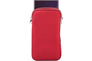 JLYIFAN Neopren Handyhülle Mesh Tasche Lanyard Hülle für iPhone 11 Pro Max XR XS Max Samsung Galaxy S25+ S24+ S23+ S23 FE S20+ S10 Plus A15 A25 A53 A33 5G OnePlus Nord 2 Google Pixel 6 (L, Rot)