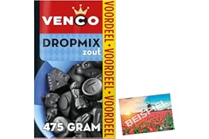 Venco Dropmix Zout I Mélange de réglisse salée 475 g I Zout I Sel salé, dur et doux de réglisse de Hollande I Hollandse Drop I Mix de différentes variétés de réglisse salée I Holland-Box by Vriens