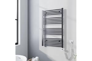 Meykoers Handtuchheizkörper Elektrisch 1000 x 600mm, Badheizkörper Elektrisch mit Thermostat Handtuchtrockner Heizkörper Bad Handtuchwärmer 500 Watt Anthrazit