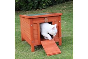 BUNNY BUSINESS Niche en Bois pour Lapin/Cochon d'Inde/Chat Rouge 50 x 42 x 43 cm