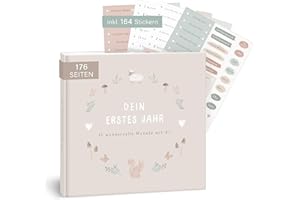 mintkind® Album fotografico per bambini con scritta in lingua tedesca "Mein erstes Jahr" (lingua italiana non garantita) per bambini e bambine, libro per il giorno del bambino