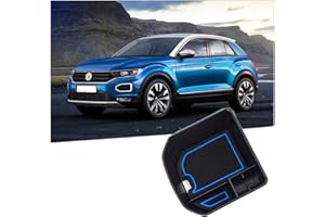 SXCY for VW T-Roc UK Car Centre Console Organizer, Compatible with 2018-2023 VW T-Roc Armrest Organiser Tray Centre Console Storage Box, Armrest Glove Box T Roc Accessories (Blue)
